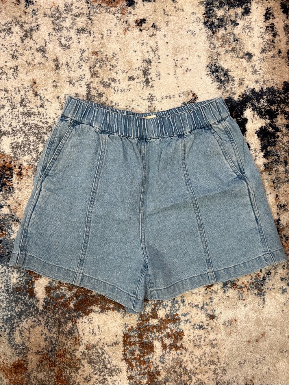 Madewell Light Blue Elastic-Waist Denim Shorts
